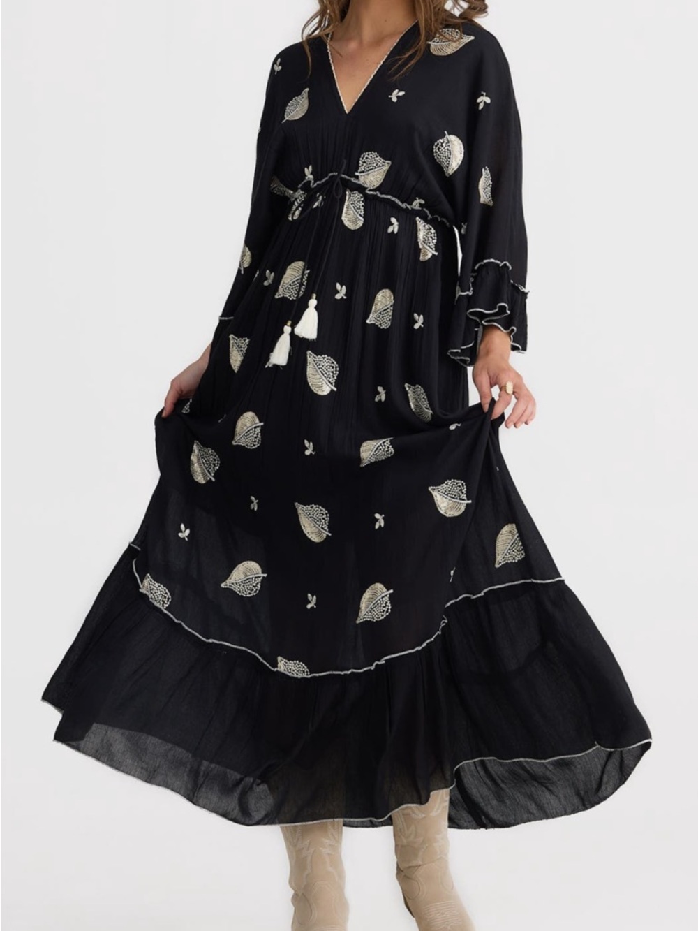 Talisman the Label Ebony Embellished Long
Sleeve Maxi Dress